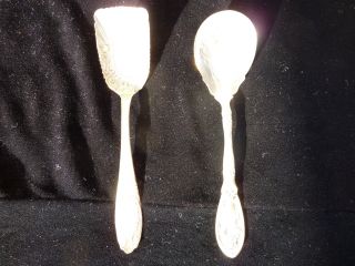 Pair Of Ornate Vintage Siver Plate Teaspoons - - One By Crown,  One By Oxford. photo