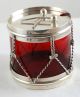 Blackinton Cranberry Glass & Sterling Silver Drum Figural Condiment Jar – C 1900 Other photo 1