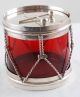 Blackinton Cranberry Glass & Sterling Silver Drum Figural Condiment Jar – C 1900 Other photo 5