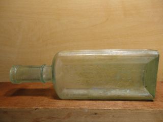 1800s Civil War Fort Dug Drug Medicine Bottle Aqua Hand Blown Glass photo