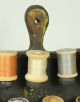 Primitive Antique Sewing Wood Thread Caddy Spool Holder Wall Hung Box Old Paint Primitives photo 5