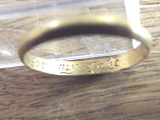 Rare Medieval High Grade Gold Posy Ring With Inner Script 14/15 Century photo