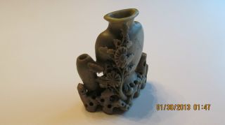 Vintage Antique Chinese Hand Carved Soapstone Vase photo