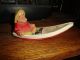Handcrafted Folk Art Wooden Scow Boat W Captain.  Marked Henn Folk Art photo 1