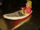 Handcrafted Folk Art Wooden Scow Boat W Captain.  Marked Henn Folk Art photo 6