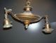=antique Brass Hanging Chandelier - 2 - Arm - Pan Interior Ceiling Light (l293) Chandeliers, Fixtures, Sconces photo 3