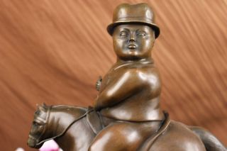 Abstrct Man Riding Horse Bronze Marble Statue By Botero Art Deco Home Decor Lrge photo