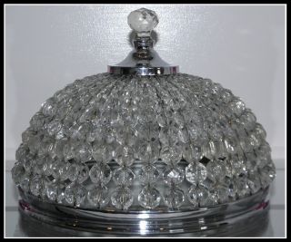 Unusual Antique French Crystal Beaded Ceiling Light Fixture Dome Nr photo