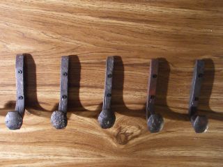 5 Antique Horse Tack Hooks Old Railroad Spikes Heavy Duty Stable Set Barn Hanger photo