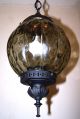 Vintage Retro 1960s Green Thick Globe Spelter Metal Lantern Chandelier Fixture Chandeliers, Fixtures, Sconces photo 1