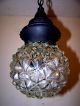 Vintage 1930s - 40s Icicle Globe Spelter Petite Lantern Chandelier Light Fixture Chandeliers, Fixtures, Sconces photo 2