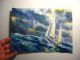 Seascape Sailboat Ocean Sea Storm White Luxury Yacht Marine Waves Art 8x11 Inch Other photo 1