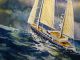 Seascape Sailboat Ocean Sea Storm White Luxury Yacht Marine Waves Art 8x11 Inch Other photo 2