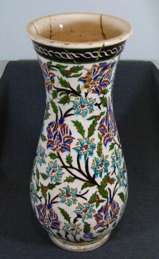 18c.  Islamic Ottoman Turkey Iznik Kutahya Ceramic Pottery 17  Vase Chrysanthemum photo