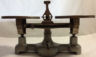 Vintage Scientific Balance Scale Cast Iron Double Beam 10 Oz Working Well photo