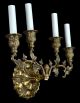 Pair Brass French Wall Sconces Lights Gold Vintage Antique Style Restored Candle Chandeliers, Fixtures, Sconces photo 2