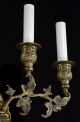 Pair Brass French Wall Sconces Lights Gold Vintage Antique Style Restored Candle Chandeliers, Fixtures, Sconces photo 3