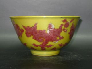 China ' S Ming Dynasty Elegant Yellow Glaze Youligong Bowl photo