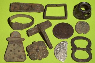 Ancient Roman Medieval Artifacts Ring Jewelry Coin Lot Silver Gold Old Antique photo
