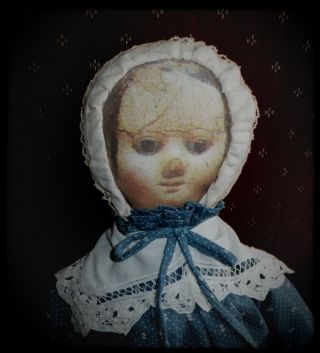Izannah Walker Reproduction Antique Style Cloth Folk Art Doll photo