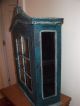 Antique Display Case Cabinet W/ Glass Sides & Door Green Paint Collectibles Wall Primitives photo 2