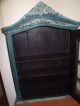 Antique Display Case Cabinet W/ Glass Sides & Door Green Paint Collectibles Wall Primitives photo 4