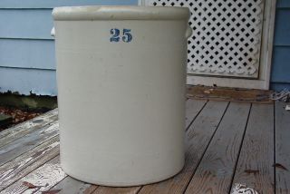 Large 25 Gallon Stoneware Crock Antique Upstate Ny photo