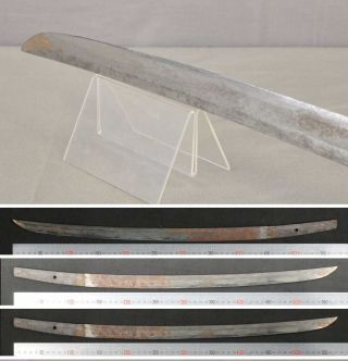 Authentic Japanese Samurai Katana Sword - Wakizashi Rusty Blade L= 44.  0cm Rare photo