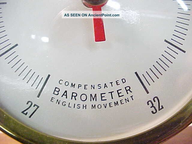 Vtg Desk Boat Weather Gauge Thermometer Nautical Brass Ship Wheel Barometer Wheels photo
