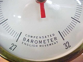 Vtg Desk Boat Weather Gauge Thermometer Nautical Brass Ship Wheel Barometer photo