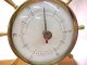 Vtg Desk Boat Weather Gauge Thermometer Nautical Brass Ship Wheel Barometer Wheels photo 2