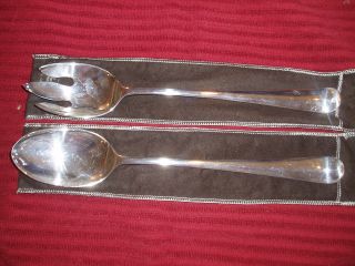 Collectible Gerity Silver Plate Fork Spoon Salad Set Stunning W/ Cloth Bags photo