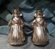Antique 800 Silver Pair Dutch Girls Salt & Pepper Shaker Statues Silver Alloys (.800-.899) photo 1
