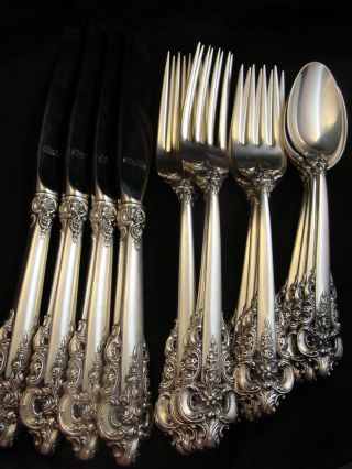Vintage Sterling Silver Wallace Grand Baroque 4 Full Place Setting 16 Piece Set photo