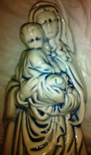 Antique Virgin Mother Mary And Jesus Sculpture photo