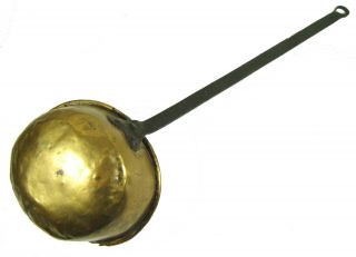 Antique Hand Forged Brass & Iron Ladle Or Dipper Early 19th C. photo