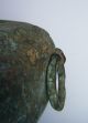 Large Chinese Bronze Squat Jar & Cover,  Taotie Mask Twin Loop Handles Chinese photo 2
