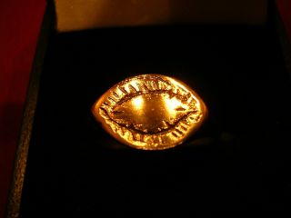 Ancient Bronze Roman Ring With ' Evil Eye ' On Bezel photo
