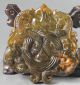Old Chinese Hetian Jade Hand - Carved Double Dragon Design Pendant 3.  0 Inch Dragons photo 4