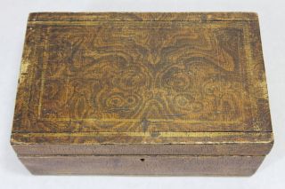 Small Antique American Primitive Folk Art Painted Pine Wood Box Nr photo