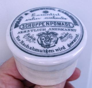 Antique,  Ceramic,  German Cosmetic Pomade Jar Crock Pot Lid photo