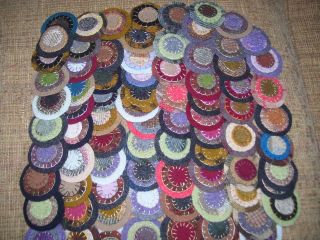 Wool Stash Penny Rug Sewn Circles - Triple Stacked 25 photo