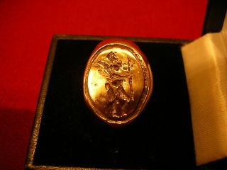 Ancient Bronze Roman / Greek Ring With ' Warrior ' On Bezel photo