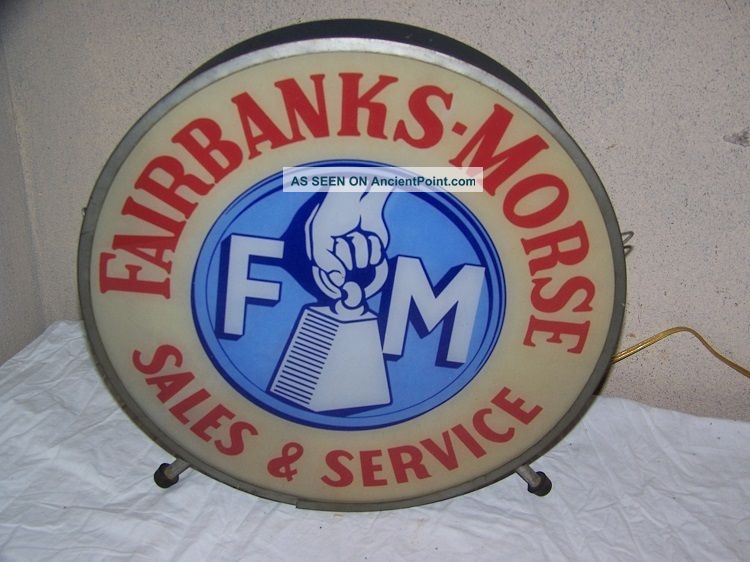 Vintage 1930 ' S Fairbanks Morse Scales Hit & Miss Farm Engine Lighted Sign Works Scales photo