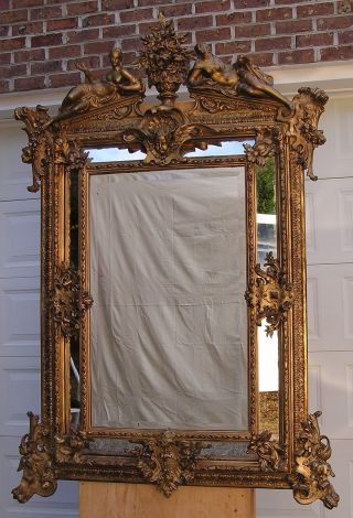 Elaborate Victorian Rococo Gilt Mirror photo