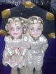 Unusual,  Old,  Awesome Pair Of Figurines,  Chalkware? Boy And Girl With Umbrella. Figurines photo 1