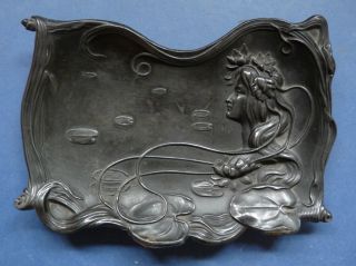 Excellent Art Nouveau Pewter Card Tray - C.  1900 - 10 photo