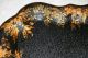 Early American Hand Painted Toleware Metal Tray Chippendale Black & Gold Florals Primitives photo 1