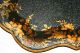 Early American Hand Painted Toleware Metal Tray Chippendale Black & Gold Florals Primitives photo 7