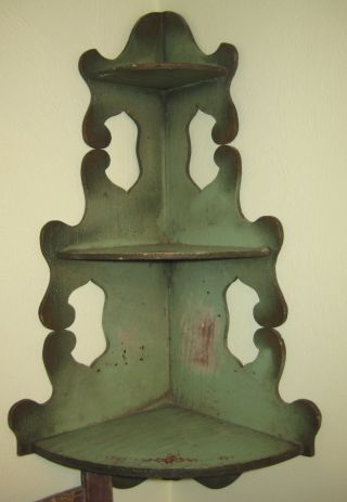 Vintage/wooden/corner - Knick - Knack Shelf/3 - Tier Shelving Unit/25 